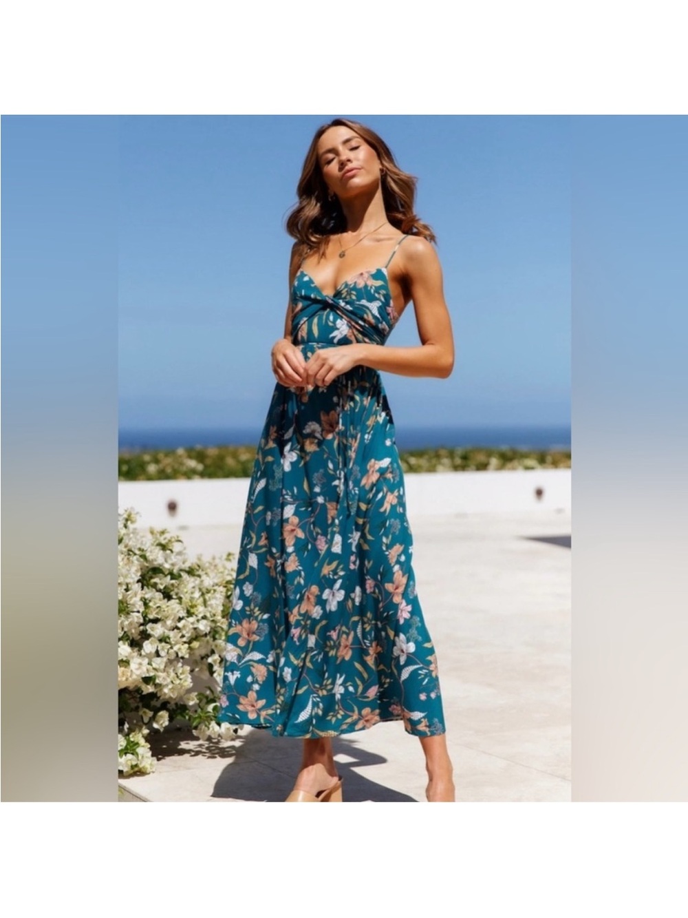 Hello Molly Teal Floral Maxi Dress